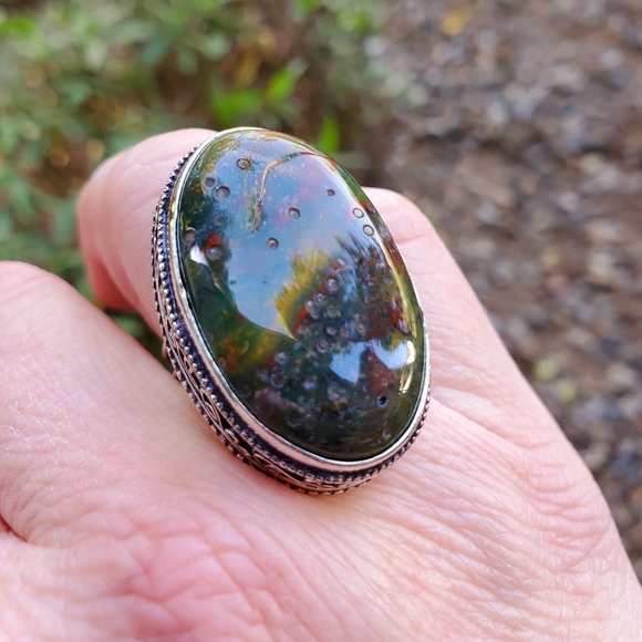 New Bloodstone 925 Silver Ring. - Picture 3 of 14